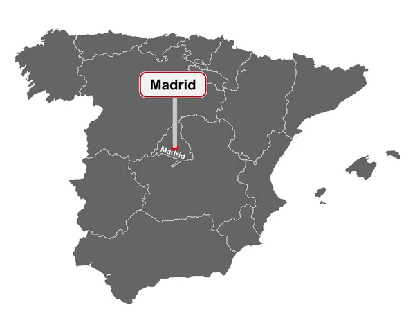 Plaatsnaam Bord Madrid Kaart Van Spanje — Stockvector
