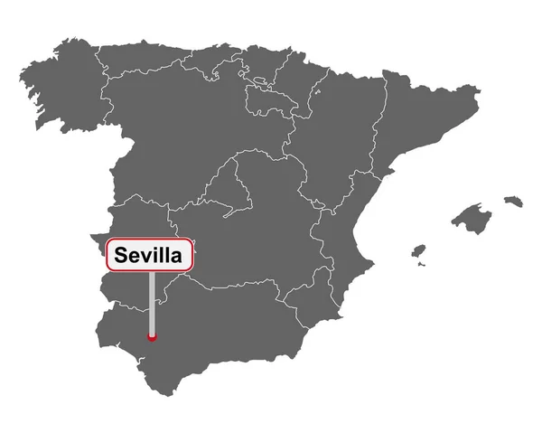 Località Segno Siviglia Sulla Mappa Spagna — Vettoriale Stock