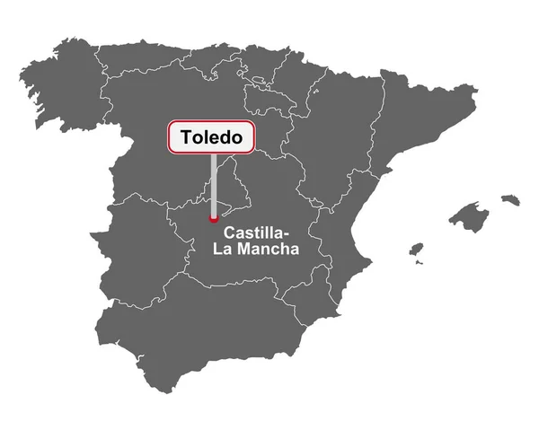 Spanya Haritasında Isim Işareti Toledo — Stok Vektör