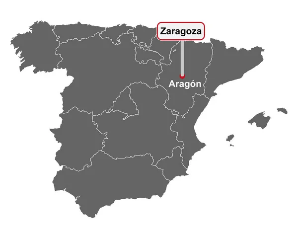 Plaatsnaam Bord Zaragoza Kaart Van Spanje — Stockvector