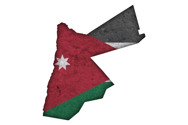 Mapa Bandera Jordania Sobre Hormigón Envejecido — Foto de Stock