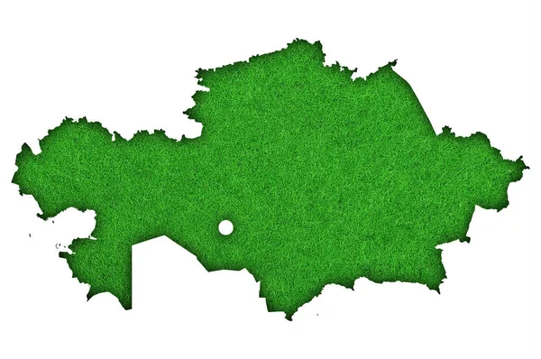カザフスタン地図緑のフェルト — ストック写真