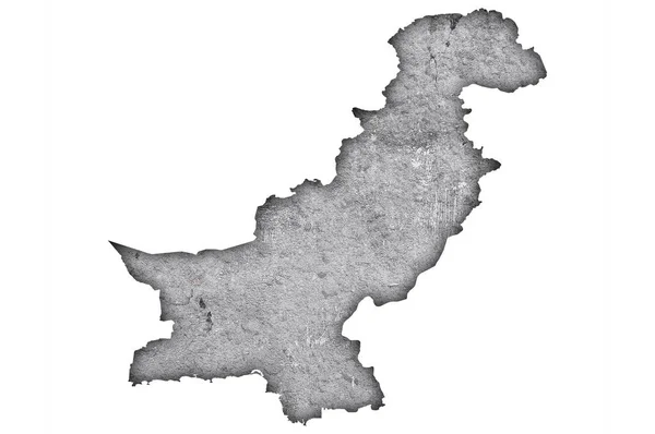 Karte Von Pakistan Auf Verwittertem Beton — Stockfoto