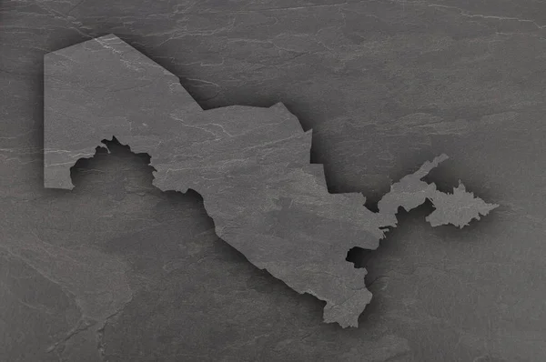 Карта Узбекистану Темному Аркуші — стокове фото