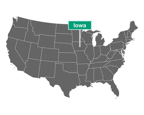 Iowa Signo Límite Del Estado Mapa Como Ilustración Vectorial — Vector de stock
