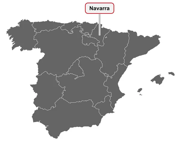 Kaart Van Spanje Met Plaatsnaam Van Navarra — Stockvector