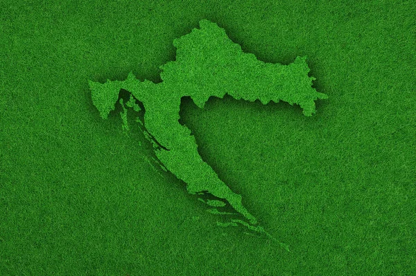 Carte Croatie Sur Feutre Vert — Photo