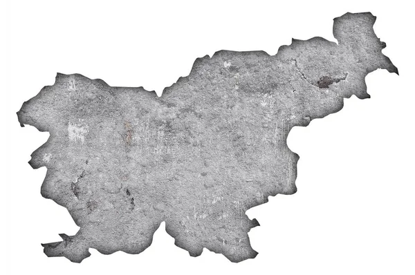Карта Словении Выветривающемся Бетоне — стоковое фото