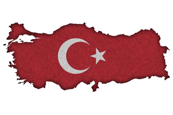 Karte Und Flagge Der Türkei Auf Filz — Stockfoto