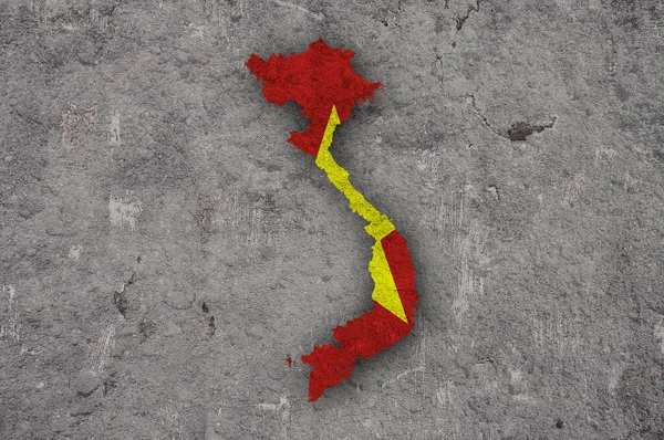 Carte Drapeau Vietnam Sur Béton Altéré — Photo