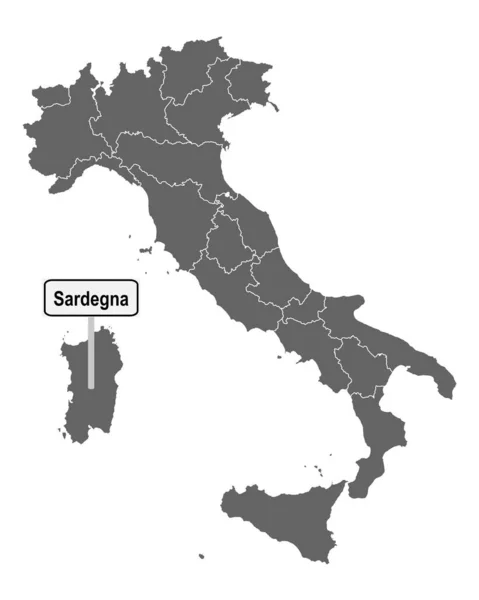 Mapa Italia Con Señal Tráfico Cerdeña — Vector de stock
