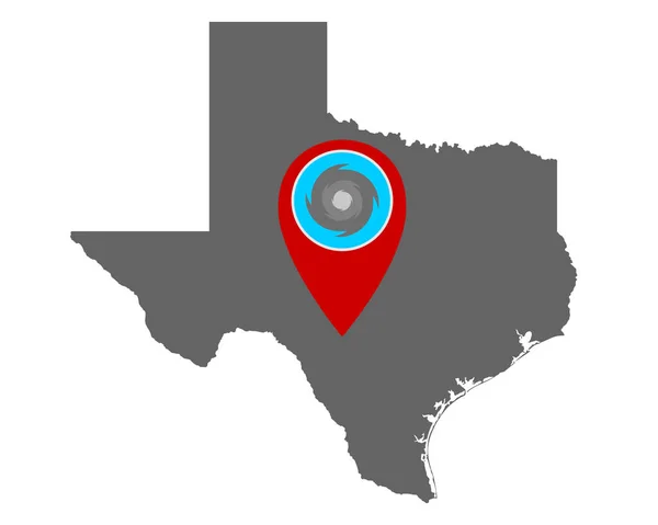 テキサス州地図とピンハリケーン警報 — ストックベクタ