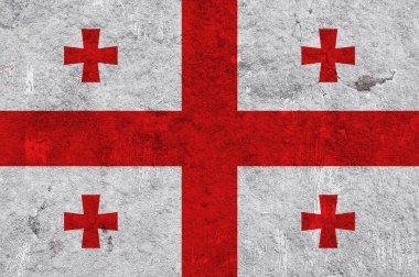 Gürcistan bayrağı eskimiş betonun üzerinde