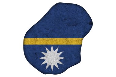 Yıpranmış beton üzerinde Nauru 'nun haritası ve bayrağı