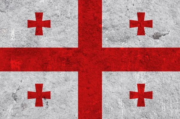 Gürcistan bayrağı eskimiş betonun üzerinde