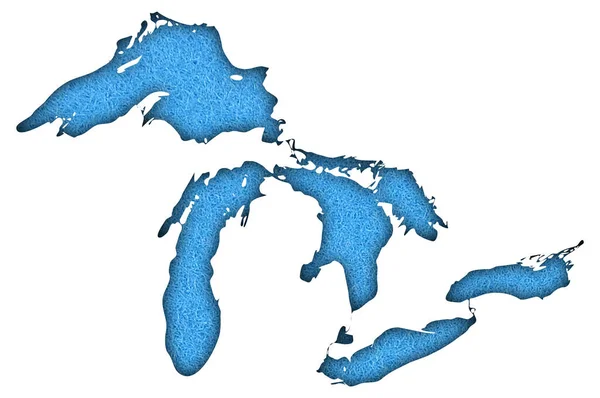 地図五大湖の青を感じた — ストック写真