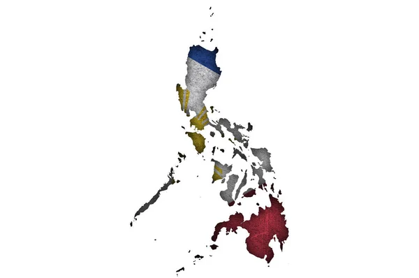 Mapa Bandera Filipinas Sobre Hormigón Envejecido —  Fotos de Stock