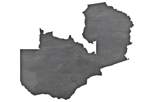 Χάρτης Της Ζάμπια Στο Σκοτεινό Σχιστόλιθο — Φωτογραφία Αρχείου