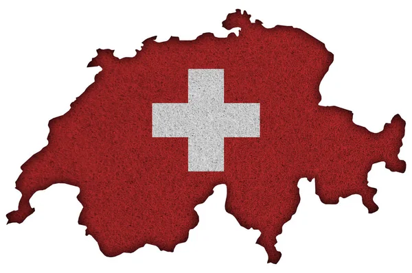 Mapa Bandeira Suíça Feltro — Fotografia de Stock