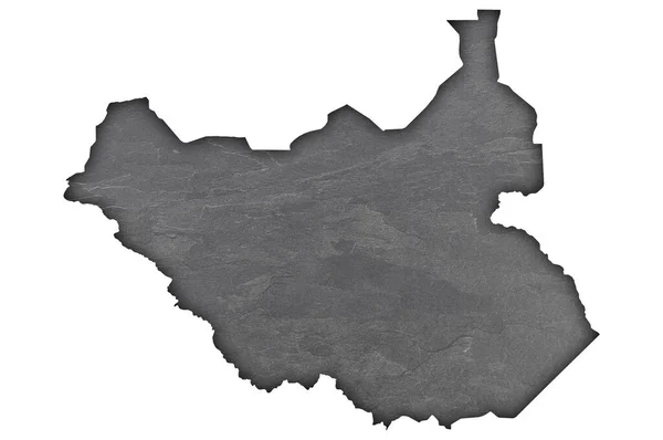 Χάρτης Του Νότιου Σουδάν Στο Σκοτεινό Σχιστόλιθο — Φωτογραφία Αρχείου
