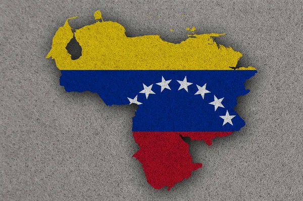 Χάρτης Και Σημαία Της Βενεζουέλας Τσόχα — Φωτογραφία Αρχείου