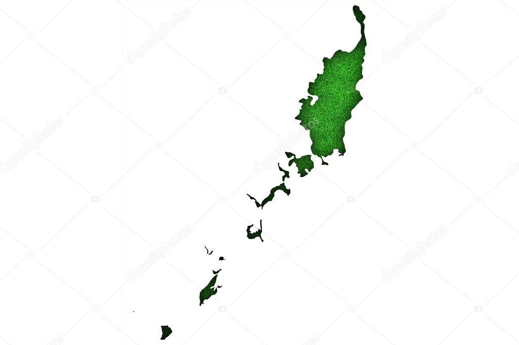 Map of Palau on green felt