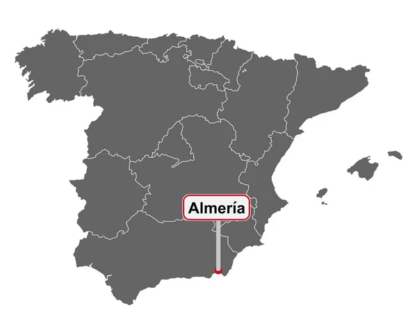 Località Insegna Almeria Sulla Mappa Spagna — Vettoriale Stock