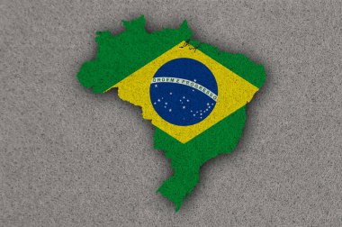 Brezilya haritası ve bayrağı keçede