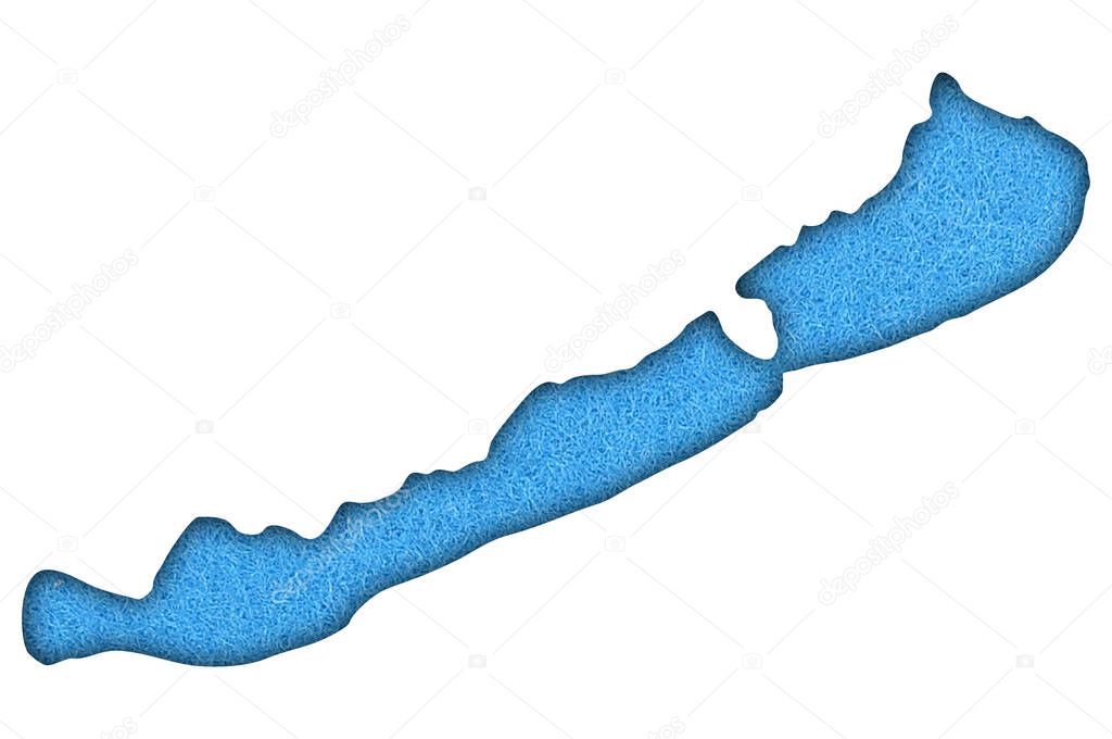 Map Lake Balaton on blue felt
