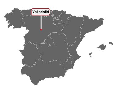 İspanya haritasında isim işareti Valladolid