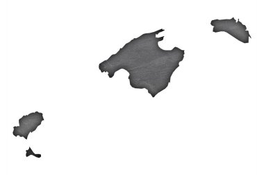 Koyu kayrak üzerinde Balear Adaları Haritası