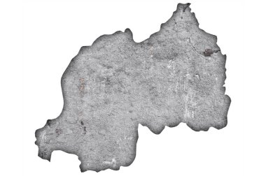 Yıpranmış beton üzerinde Rwanda Haritası