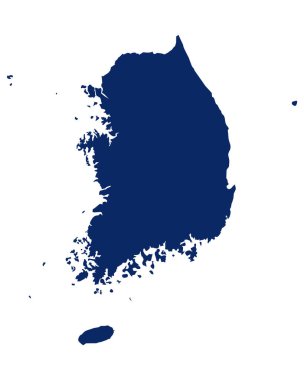 Güney Kore haritası mavi renkte.