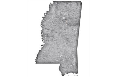 Yıpranmış beton üzerinde Mississippi haritası