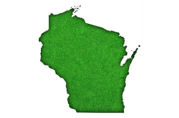 Carte Wisconsin Sur Feutre Vert — Photo