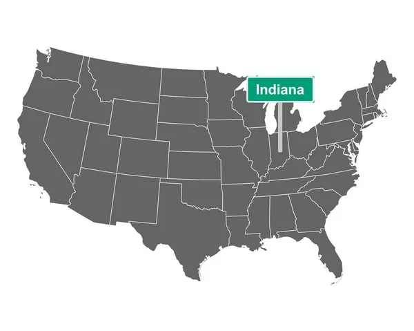 Señal Límite Del Estado Indiana Mapa Como Ilustración Vectorial — Vector de stock