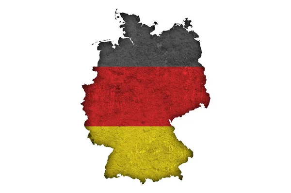 Mapa Bandera Alemania Sobre Hormigón Envejecido —  Fotos de Stock