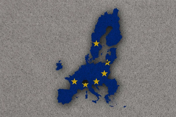 Karte Und Flagge Der Europäischen Union Auf Filz — Stockfoto