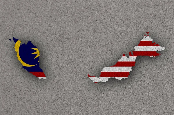 Karte Und Flagge Von Malaysia Auf Filz — Stockfoto