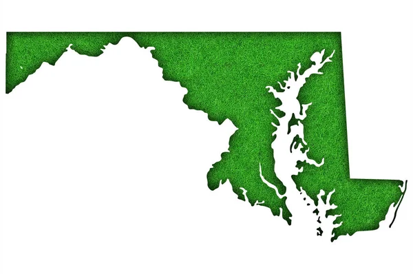 メリーランド州地図緑のフェルト — ストック写真