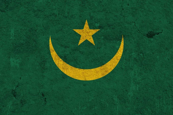 Bandera Mauritania Sobre Hormigón Envejecido —  Fotos de Stock