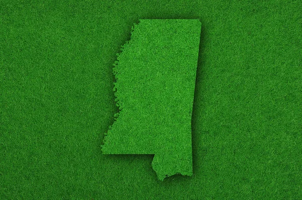 Mississippi Térképe Zöld Filcen — Stock Fotó