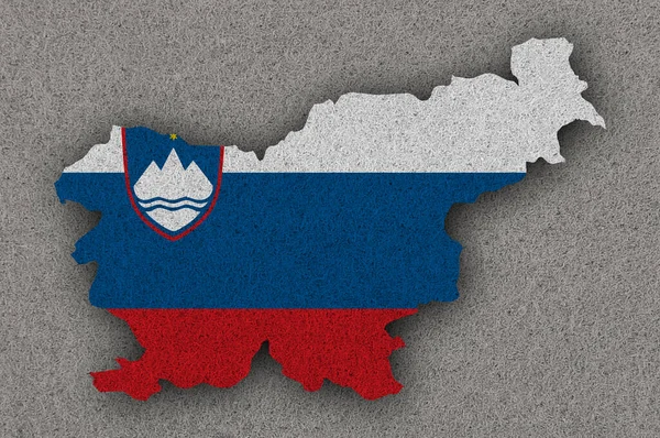 Karta Och Sloveniens Flagga Filt — Stockfoto