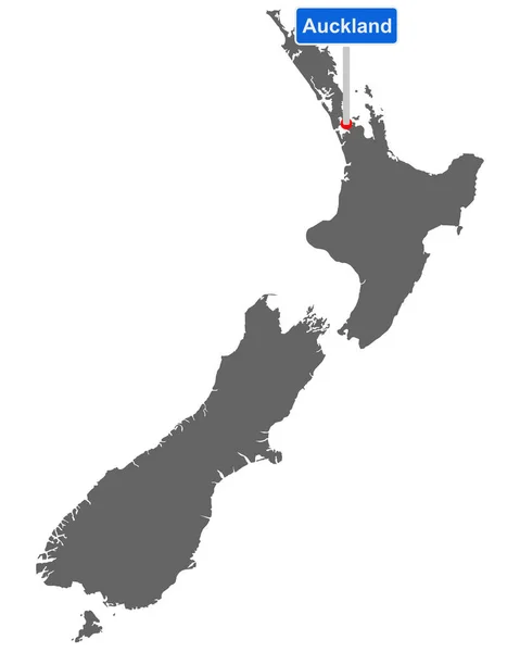 Yol Işareti Auckland Olan Yeni Zelanda Haritası — Stok Vektör