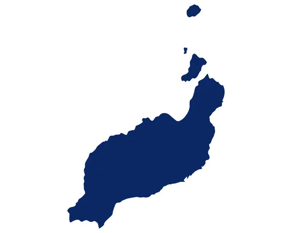 Karta Över Lanzarote Blå Färg — Stock vektor