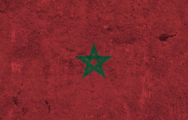 Yıpranmış betonun üzerinde Fas bayrağı