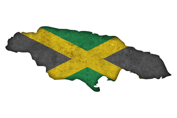 Map and flag of Jamaica on weathered concrete