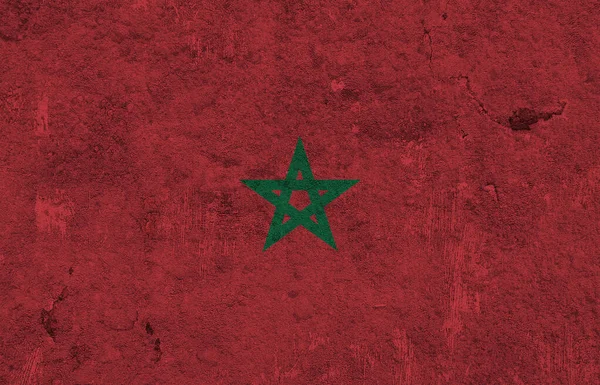 Drapeau Maroc Sur Béton Altéré — Photo