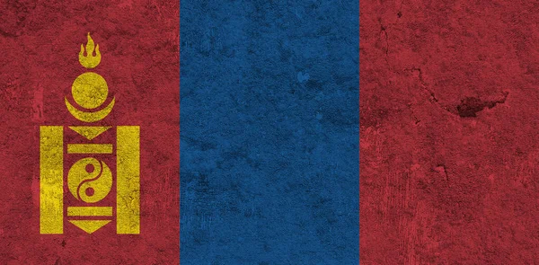 Flaga Mongolii Betonie Wietrznym — Zdjęcie stockowe