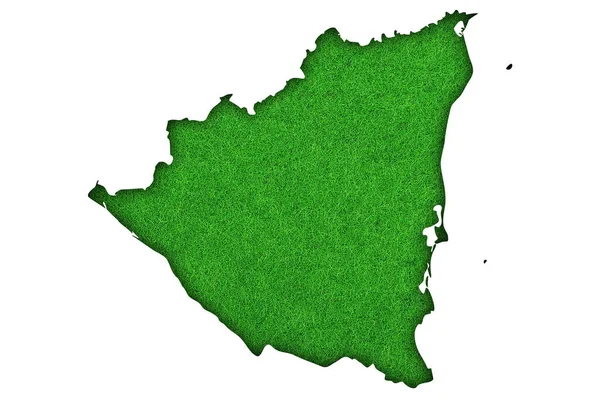 ニカラグア地図緑のフェルト — ストック写真